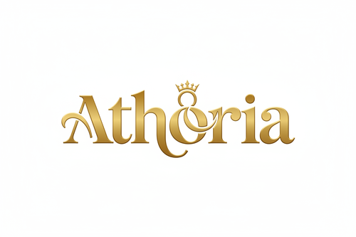 my store online is called Athoria,create me a logo with a transparent background with bold fancy text